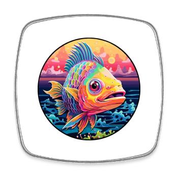 Fish Colorful Watercolor Cartoon Kawaii Animal - Square fridge magnet - white - Front