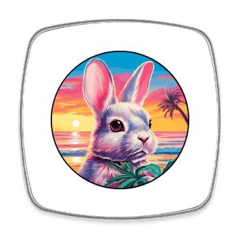 Rabbit Colorful Watercolor Cartoon Kawaii Animal - Square fridge magnet - white - Front