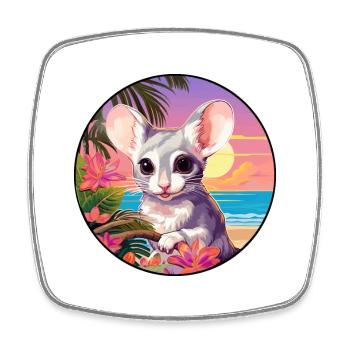 Maus Buntes Aquarell Cartoon Kawaii Tier - Viereckiger Kühlschrankmagnet - Weiß - Vorne