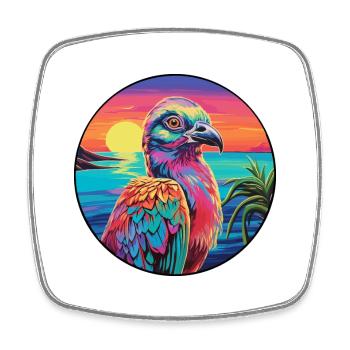 perdrix coloré aquarelle dessin animé Kawaii animal de compagnie - Magnet carré - blanc - Devant