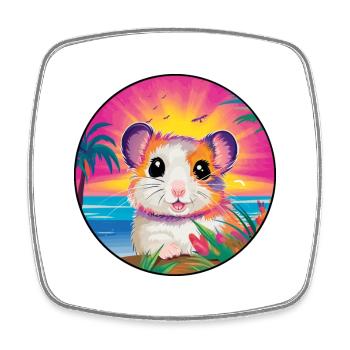 Hamster Colorful Watercolor Cartoon Kawaii Animal - Square fridge magnet - white - Front