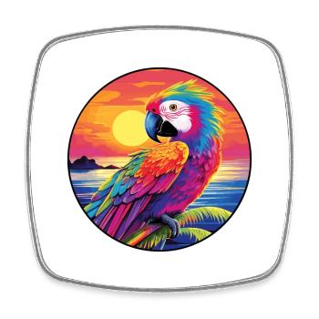 Papagei Buntes Aquarell Cartoon Kawaii Tier - Viereckiger Kühlschrankmagnet - Weiß - Vorne