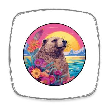 Und täglich grüßt das Murmeltier bunte Aquarell-Karikatur Kawaii Haustier - Viereckiger Kühlschrankmagnet - Weiß - Vorne