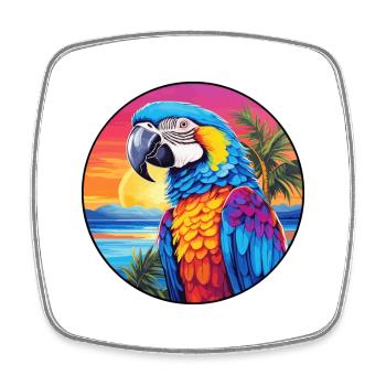 Papagei Buntes Aquarell Cartoon Kawaii Tier - Viereckiger Kühlschrankmagnet - Weiß - Vorne
