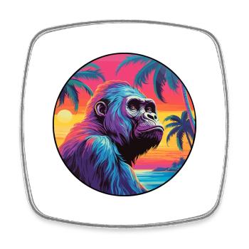 Gorilla Colorful Watercolor Cartoon Kawaii Animal - Square fridge magnet - white - Front