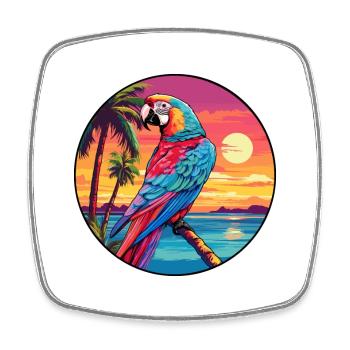 Papagei Buntes Aquarell Cartoon Kawaii Tier - Viereckiger Kühlschrankmagnet - Weiß - Vorne
