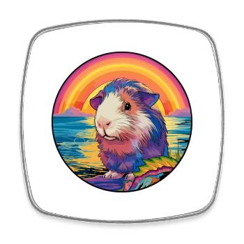 Cochon d’Inde coloré aquarelle dessin animé Kawaii animal de compagnie - Magnet carré - blanc - Devant