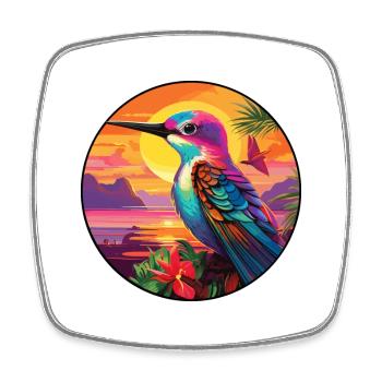 colibri coloré aquarelle dessin animé Kawaii animal de compagnie - Magnet carré - blanc - Devant