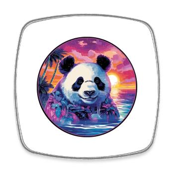 Panda Buntes Aquarell Cartoon Kawaii Tier - Viereckiger Kühlschrankmagnet - Weiß - Vorne