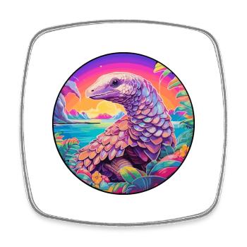 Pangolin Colorful Watercolor Cartoon Kawaii Animal - Square fridge magnet - white - Front