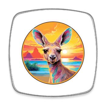 Kangourou coloré aquarelle dessin animé Kawaii Animal - Magnet carré - blanc - Devant