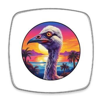 autruche coloré aquarelle dessin animé animal kawaii - Magnet carré - blanc - Devant