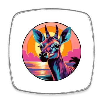 Okapi Colorful Watercolor Cartoon Kawaii Animal - Square fridge magnet - white - Front