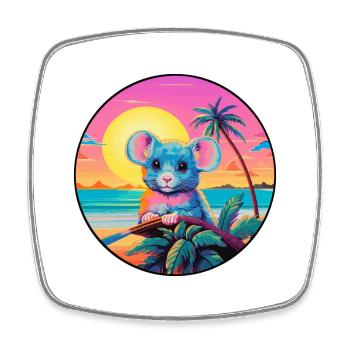 Maus Buntes Aquarell Cartoon Kawaii Tier - Viereckiger Kühlschrankmagnet - Weiß - Vorne