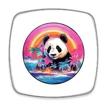 Panda Colorful Watercolor Cartoon Kawaii Animal - Square fridge magnet - white - Front