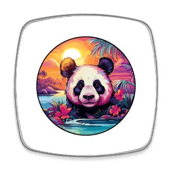 Panda Colorful Watercolor Cartoon Kawaii Animal - Square fridge magnet - white - Front