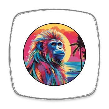 Mandrill Aquarelle Colorée Dessin Animé Kawaii Animal - Magnet carré - blanc - Devant