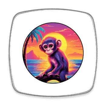 Affe Buntes Aquarell Cartoon Kawaii Tier - Viereckiger Kühlschrankmagnet - Weiß - Vorne