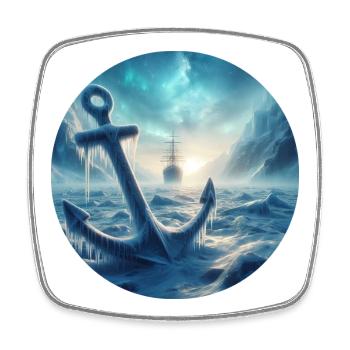 Paysage de glace d’ancre et de navire - Magnet carré - blanc - Devant