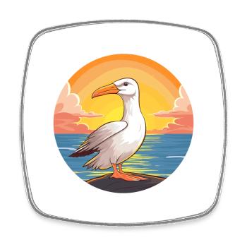 Albatros Bunte Aquarell-Karikatur Kawaii Haustier - Viereckiger Kühlschrankmagnet - Weiß - Vorne