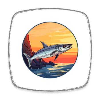 Barracuda Aquarelle Colorée Dessin Animé Kawaii Pet - Magnet carré - blanc - Devant