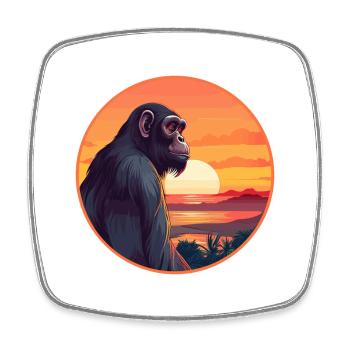 Bonobo Colorful Watercolor Cartoon Kawaii Animal - Square fridge magnet - white - Front