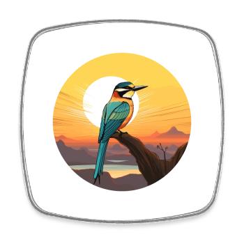 Bee Eater Colorful Watercolor Cartoon Kawaii Pet - Square fridge magnet - white - Front