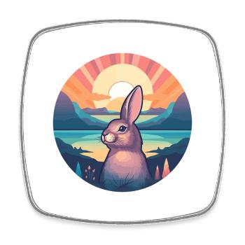 Hase buntes Aquarell Cartoon Kawaii Tier - Viereckiger Kühlschrankmagnet - Weiß - Vorne