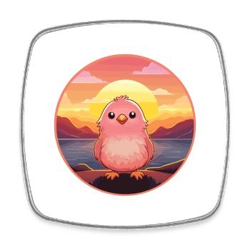 Chick Colorful Watercolor Cartoon Kawaii Animal - Square fridge magnet - white - Front
