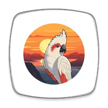 Cockatoo Colorful Watercolor Cartoon Kawaii Animal - Square fridge magnet - white - Front