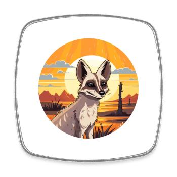 Aardwolf Buntes Aquarell Cartoon Kawaii Tier - Viereckiger Kühlschrankmagnet - Weiß - Vorne