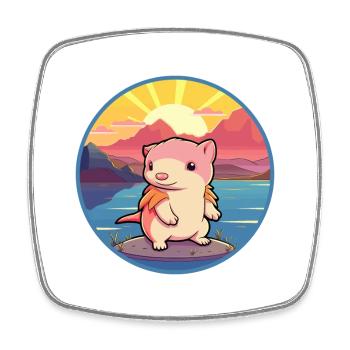 Axolotl Buntes Aquarell Cartoon Kawaii Tier - Viereckiger Kühlschrankmagnet - Weiß - Vorne