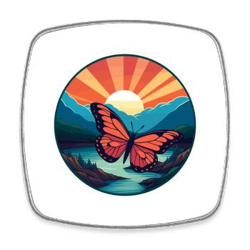Papillon Aquarelle Colorée Dessin Animé Kawaii Pet - Magnet carré - blanc - Devant