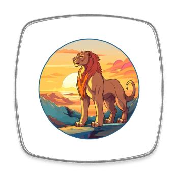 Chimera Colorful Watercolor Cartoon Kawaii Animal - Square fridge magnet - white - Front