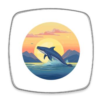 Blue Whale Colorful Watercolor Cartoon Kawaii Pet - Square fridge magnet - white - Front