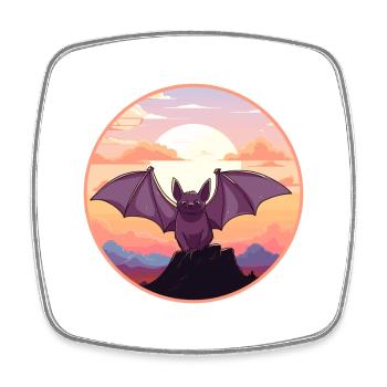 Fledermaus Buntes Aquarell Cartoon Kawaii Tier - Viereckiger Kühlschrankmagnet - Weiß - Vorne