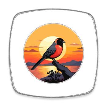 Gimpel Bunte Aquarell-Karikatur Kawaii Haustier - Viereckiger Kühlschrankmagnet - Weiß - Vorne
