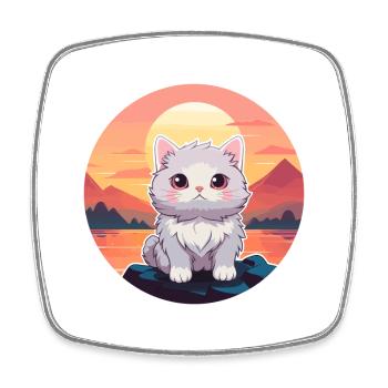 Katze buntes Aquarell Cartoon Kawaii Tier - Viereckiger Kühlschrankmagnet - Weiß - Vorne