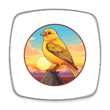 Kanarienvogel Buntes Aquarell Cartoon Kawaii Haustier - Viereckiger Kühlschrankmagnet - Weiß - Vorne