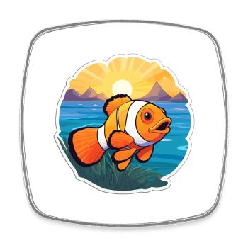 Poisson-clown aquarelle colorée dessin animé kawaii animal de compagnie - Magnet carré - blanc - Devant