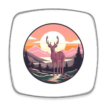 Deer Colorful Watercolor Cartoon Kawaii Animal - Square fridge magnet - white - Front