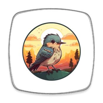 Cuckoo Colorful Watercolor Cartoon Kawaii Animal - Square fridge magnet - white - Front