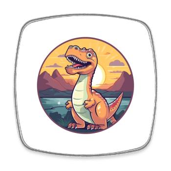 Dinosaure Aquarelle Colorée Dessin Animé Kawaii Animal - Magnet carré - blanc - Devant