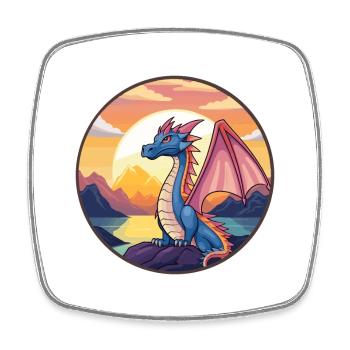 Drache Buntes Aquarell Cartoon Kawaii Tier - Viereckiger Kühlschrankmagnet - Weiß - Vorne