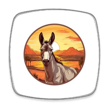 Âne Coloré Aquarelle Dessin Animé Kawaii Animal - Magnet carré - blanc - Devant