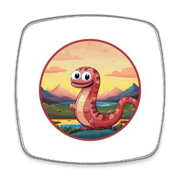 Regenwurm Buntes Aquarell Cartoon Kawaii Haustier - Viereckiger Kühlschrankmagnet - Weiß - Vorne