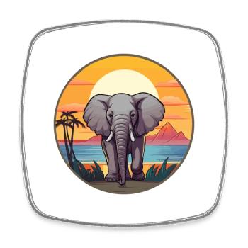 Elefant buntes Aquarell Cartoon Kawaii Tier - Viereckiger Kühlschrankmagnet - Weiß - Vorne