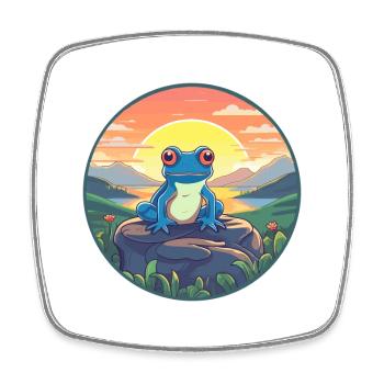 Frosch buntes Aquarell Cartoon Kawaii Tier - Viereckiger Kühlschrankmagnet - Weiß - Vorne