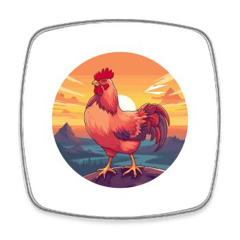Chicken Colorful Watercolor Cartoon Kawaii Animal - Square fridge magnet - white - Front