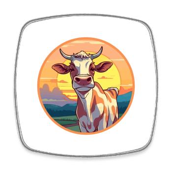Kuh buntes Aquarell Cartoon Kawaii Tier - Viereckiger Kühlschrankmagnet - Weiß - Vorne